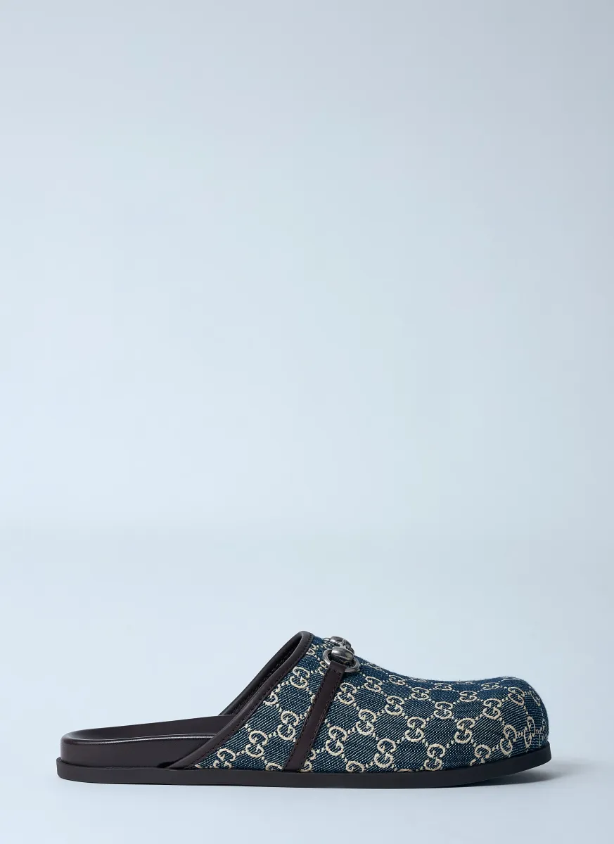 Denim Horsebit Mules