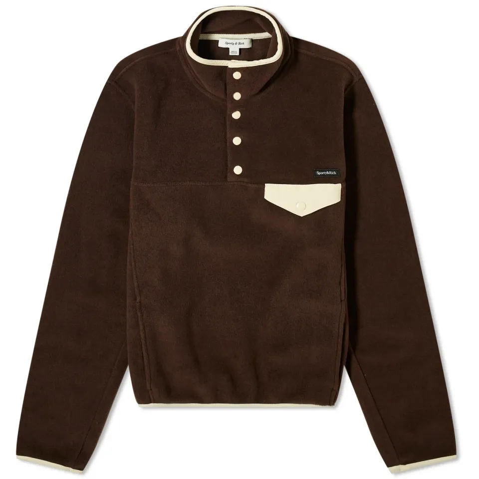 Buttoned Polar Fleece Sweatshirt