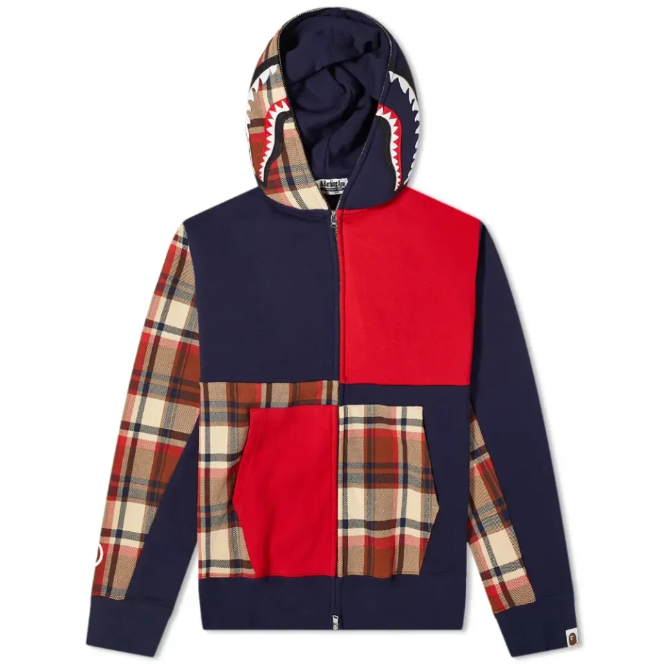 Bape Check Shark Relaxed Zip Hoodie