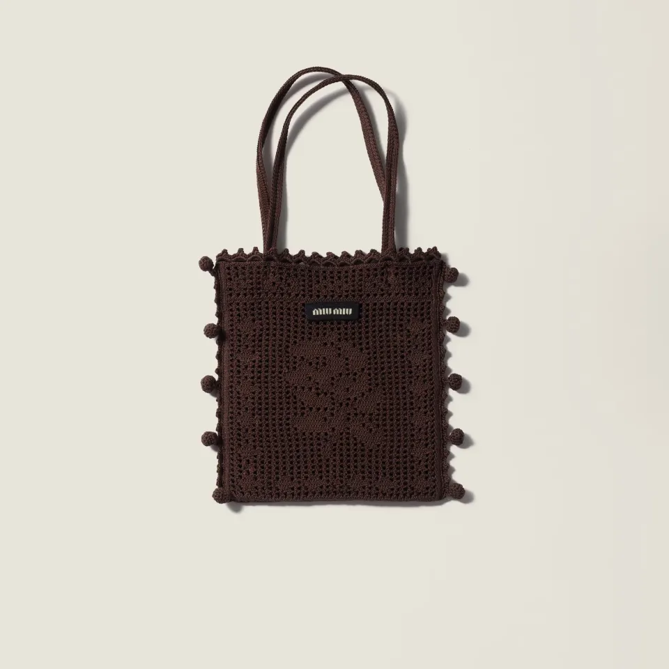 Cotton crochet-effect handbag