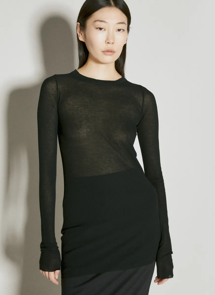 Ribbed Semi-Sheer Top