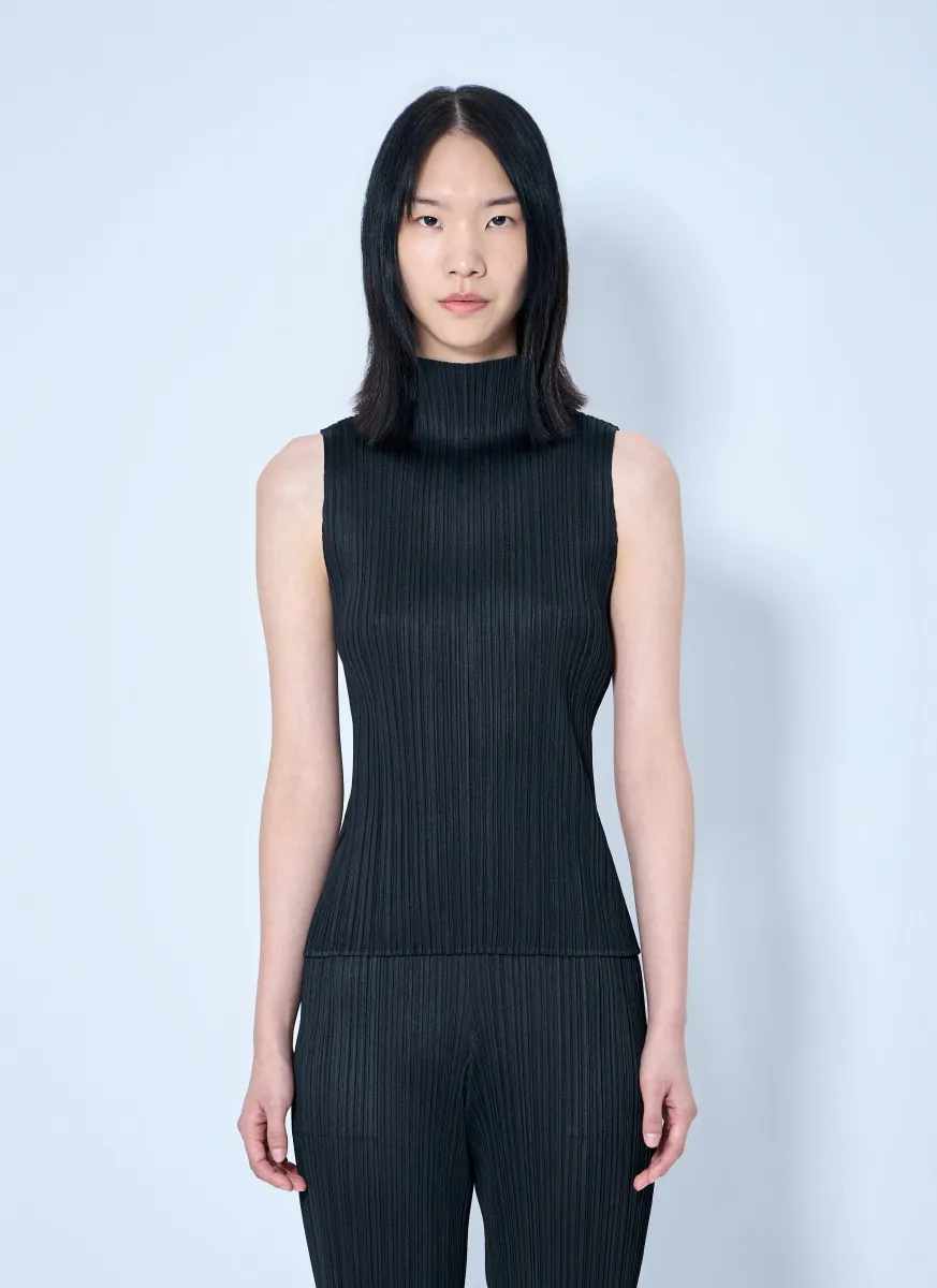 Sleeveless Ribbed High-Neck Top