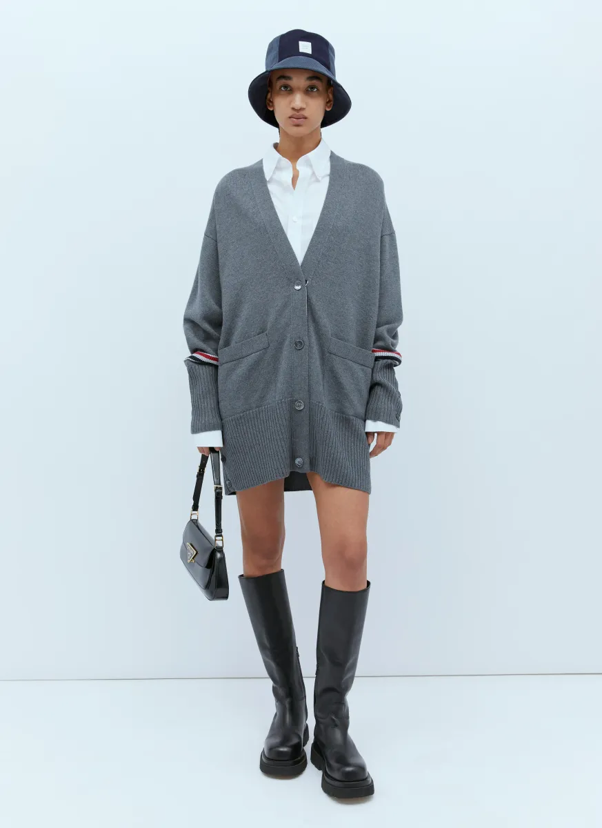 Exaggerated V Neck Wool Cardigan