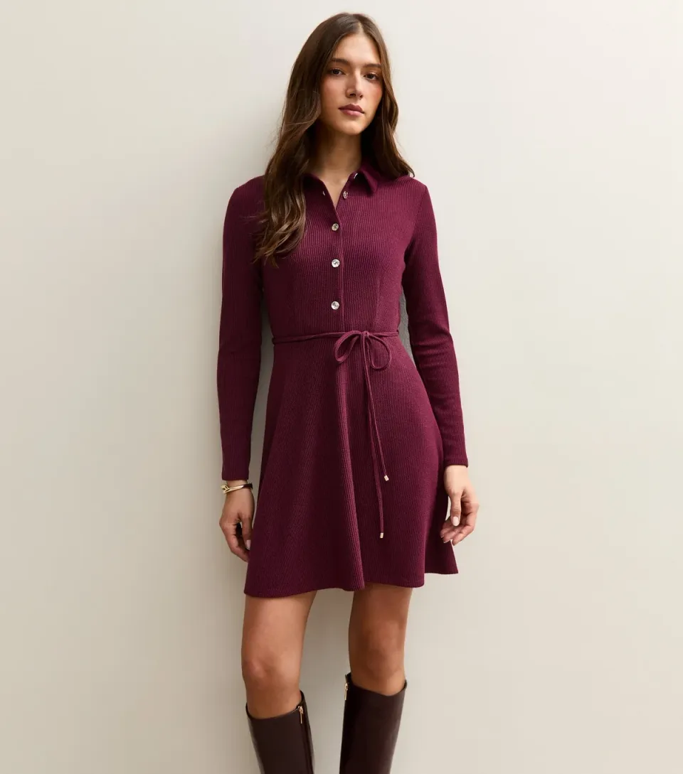 Women's Black Button Through Collared Mini Dress