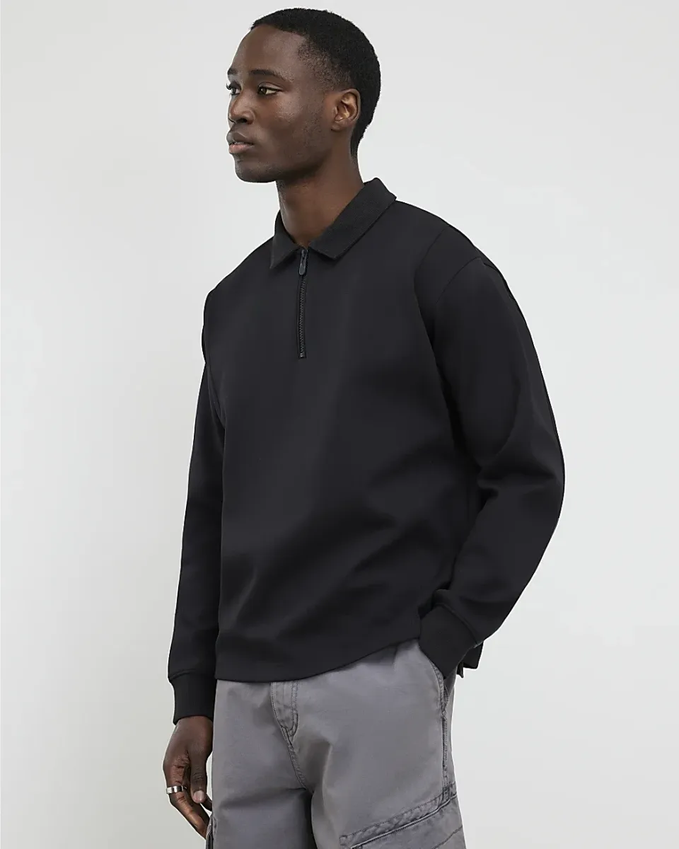 Oversized Fit Long Sleeve Polo Shirt