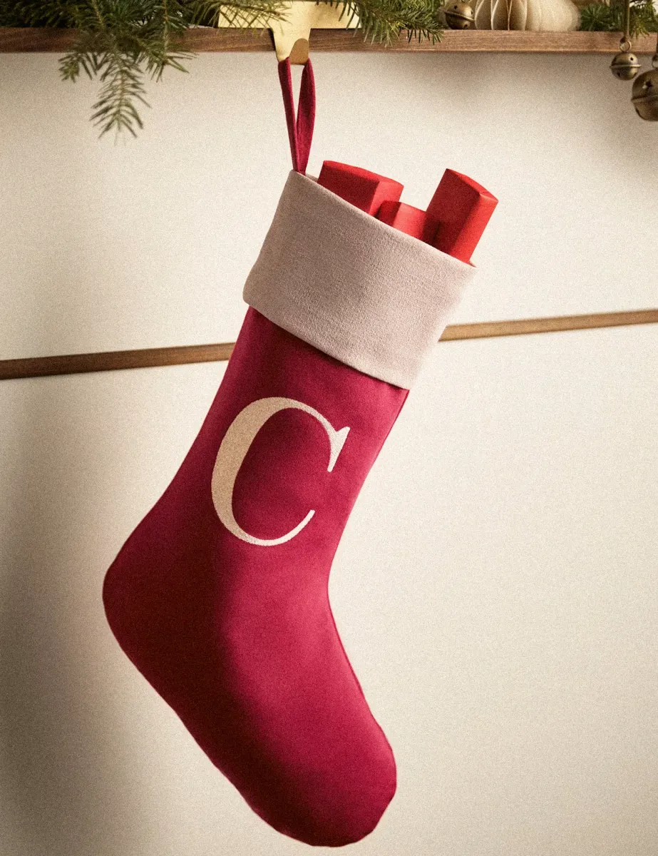 Alphabet Velvet Stocking Red Mix