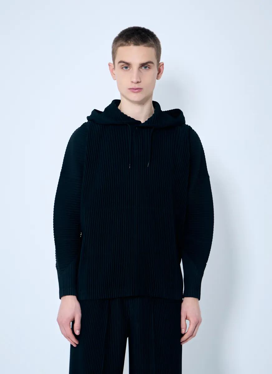 Pleated Hooded Sweatshirt