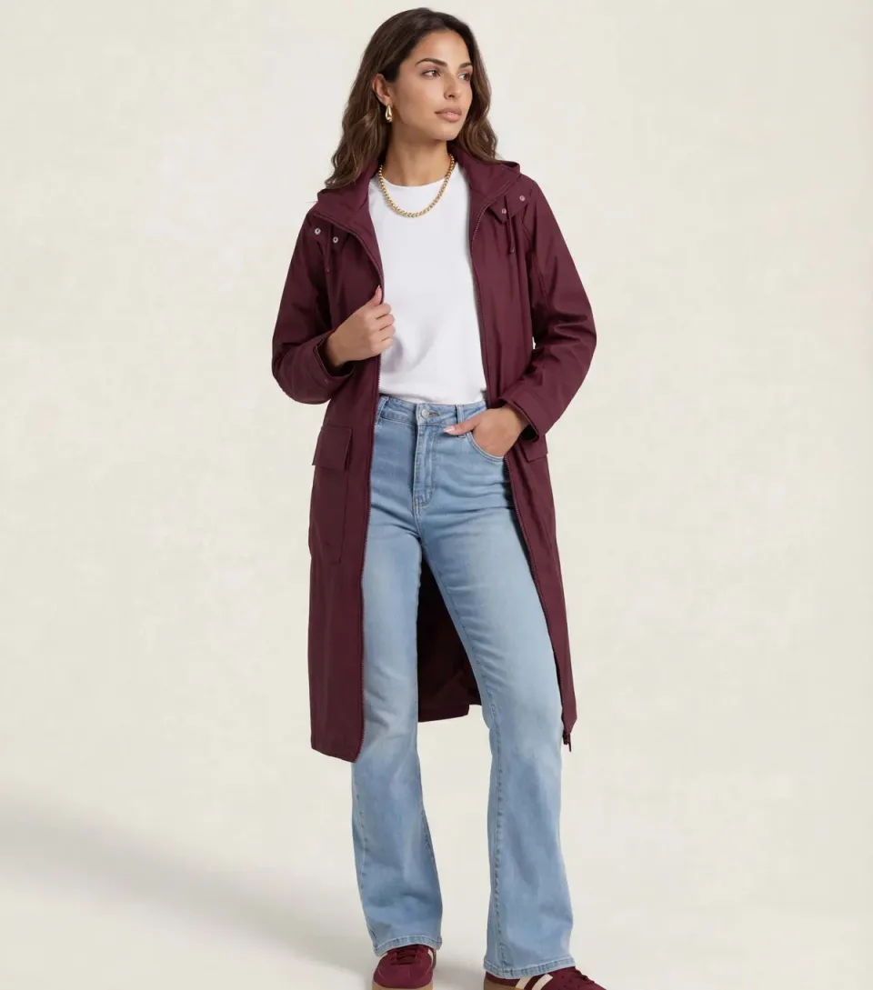 Women's Burgundy Rubberised Raincoat