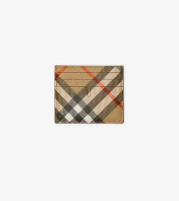 Tall Check Card Case in Sand beige