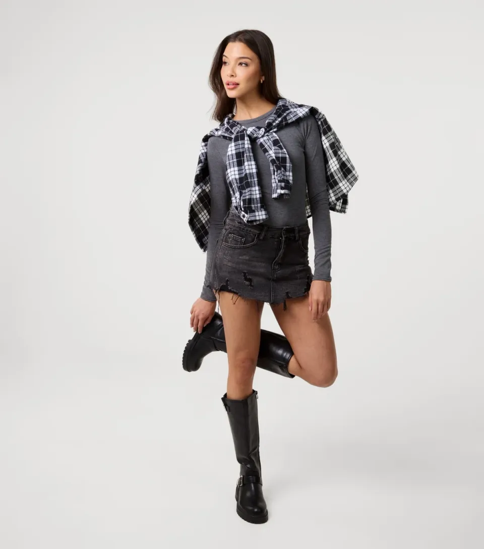 Women's Black Distress Denim Shorts