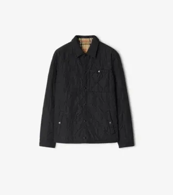Reversible Quilted Nylon Overshirt in Black