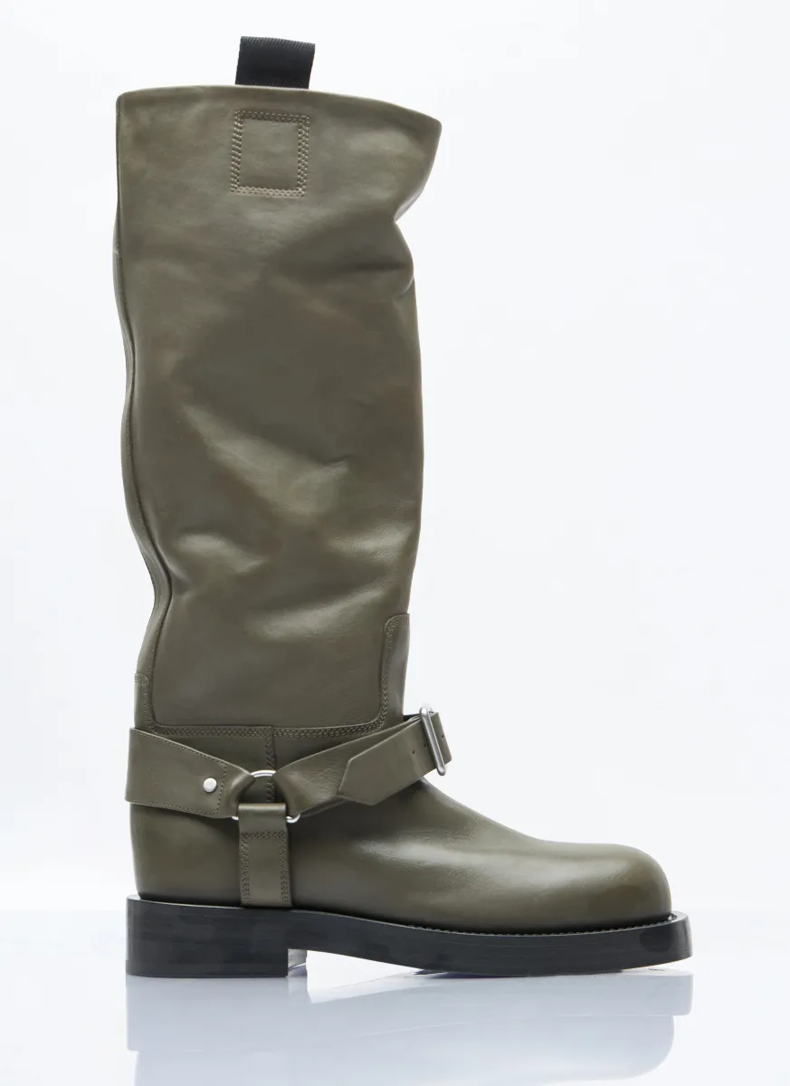 Leather Saddle High Boots