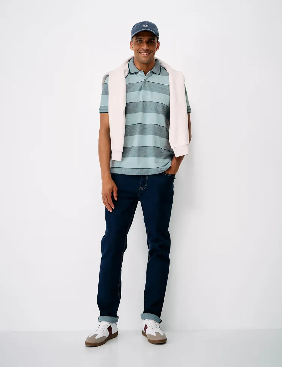 Oxford Stripe Cotton Polo Shirt