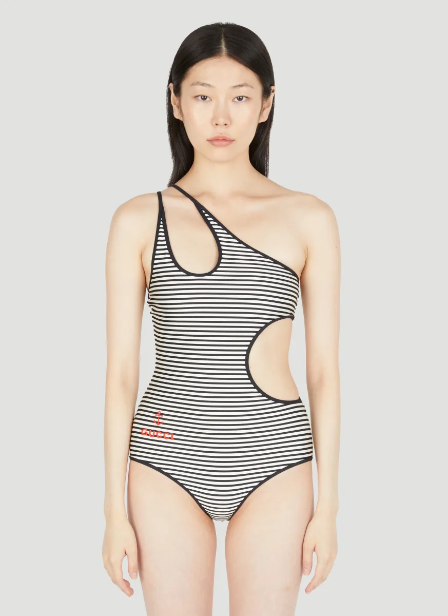 Cut-Out Strip Swimsuit