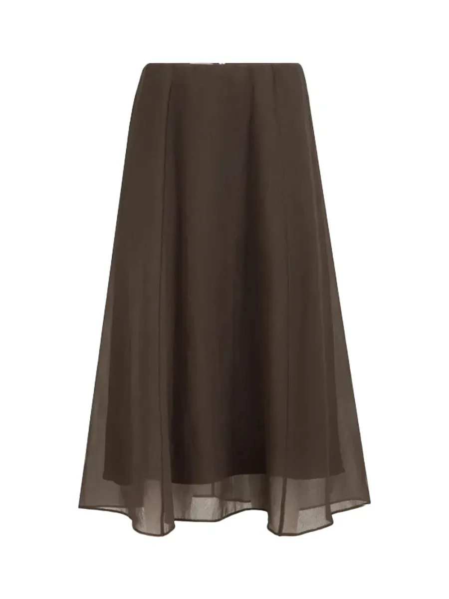 Crispy Silk Circle Skirt Cocoa