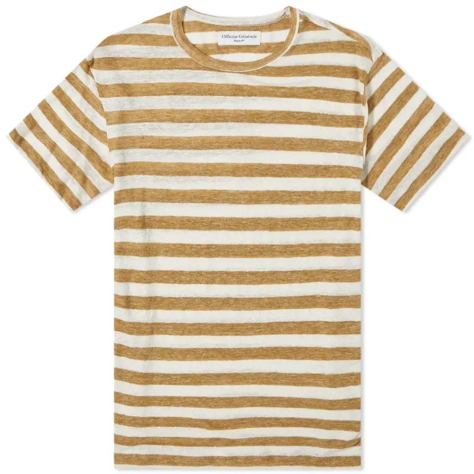 Officine Générale Big Stripe French Linen T-Shirt