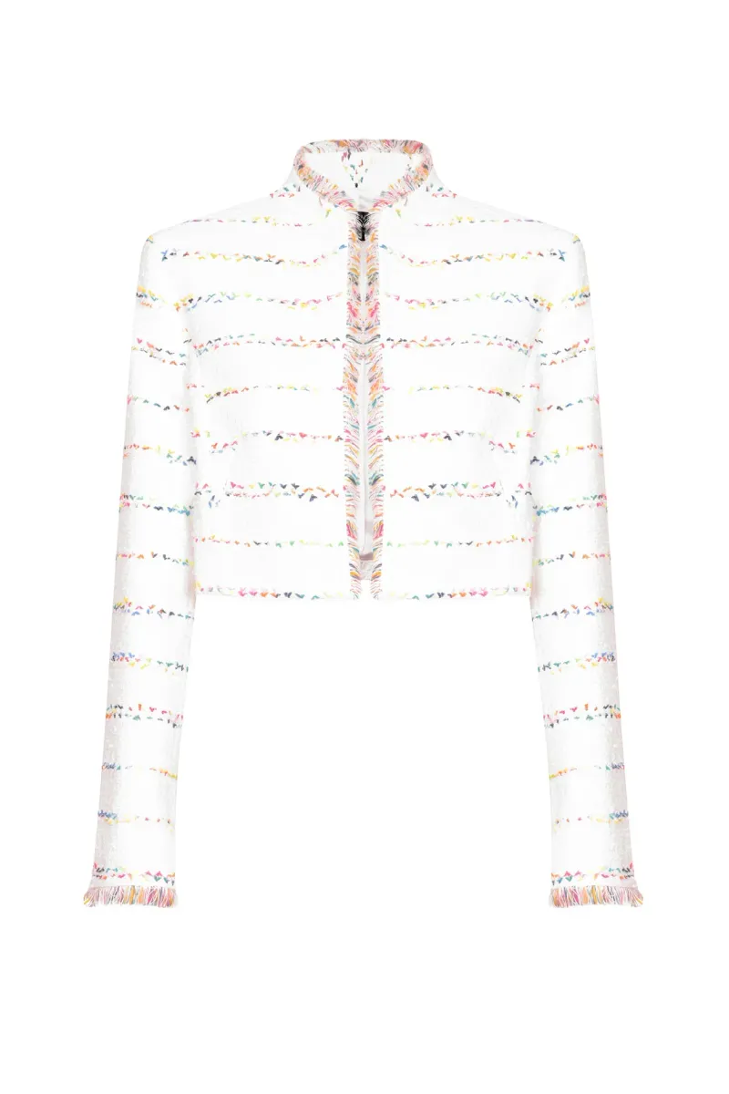 Ivory/Multi Tweed Short Jacket - Hermione