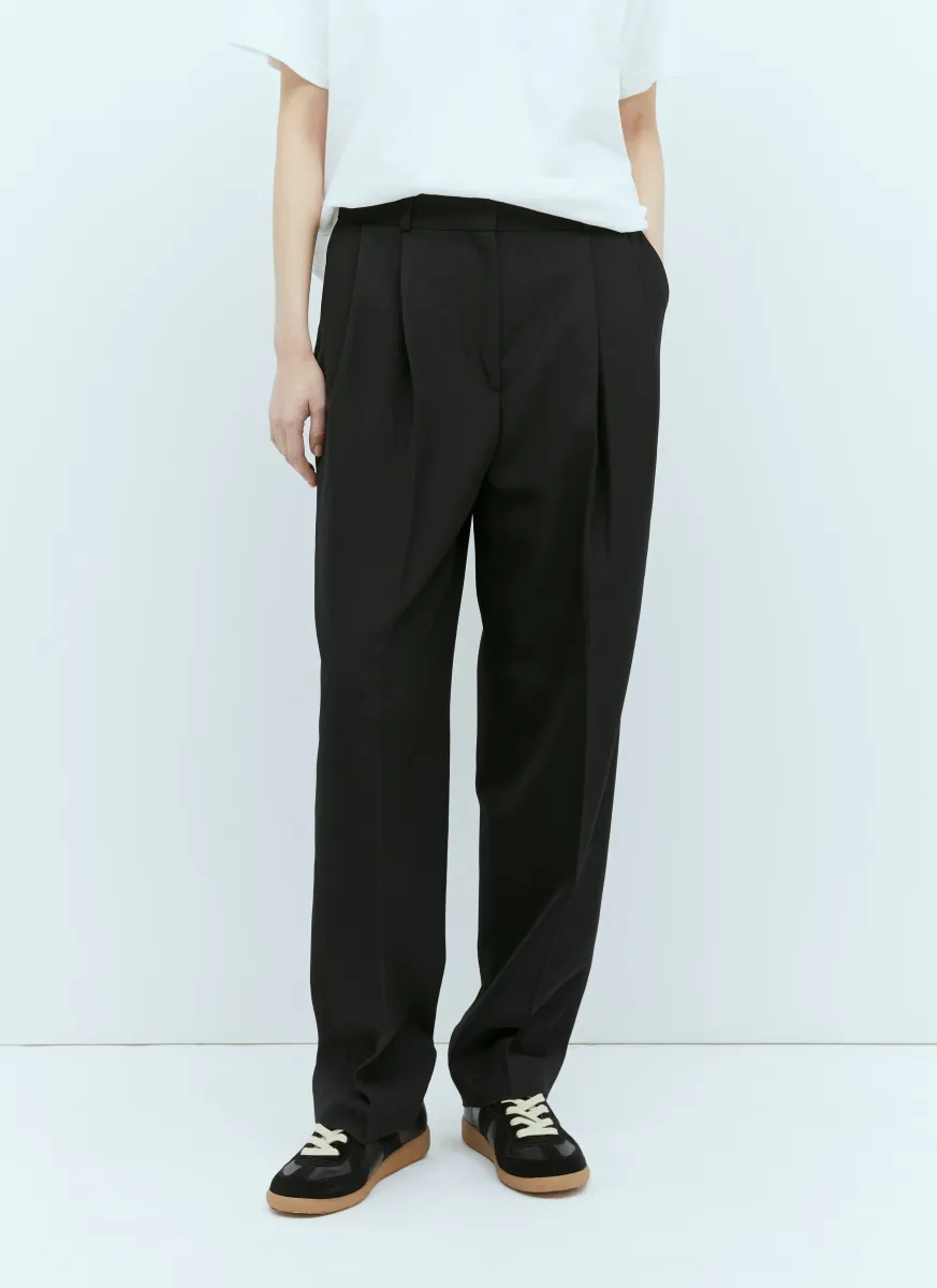 Double-Pleated Tailored Pants