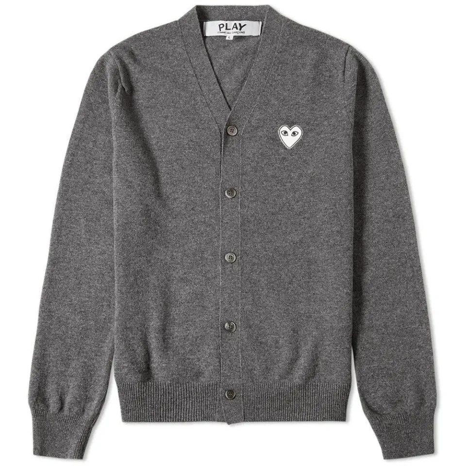 Comme des Garcons Play Silver Heart Cardigan