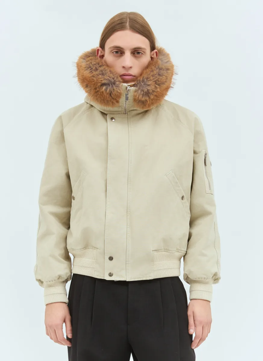 Faux-Fur Trim Bomber Jacket