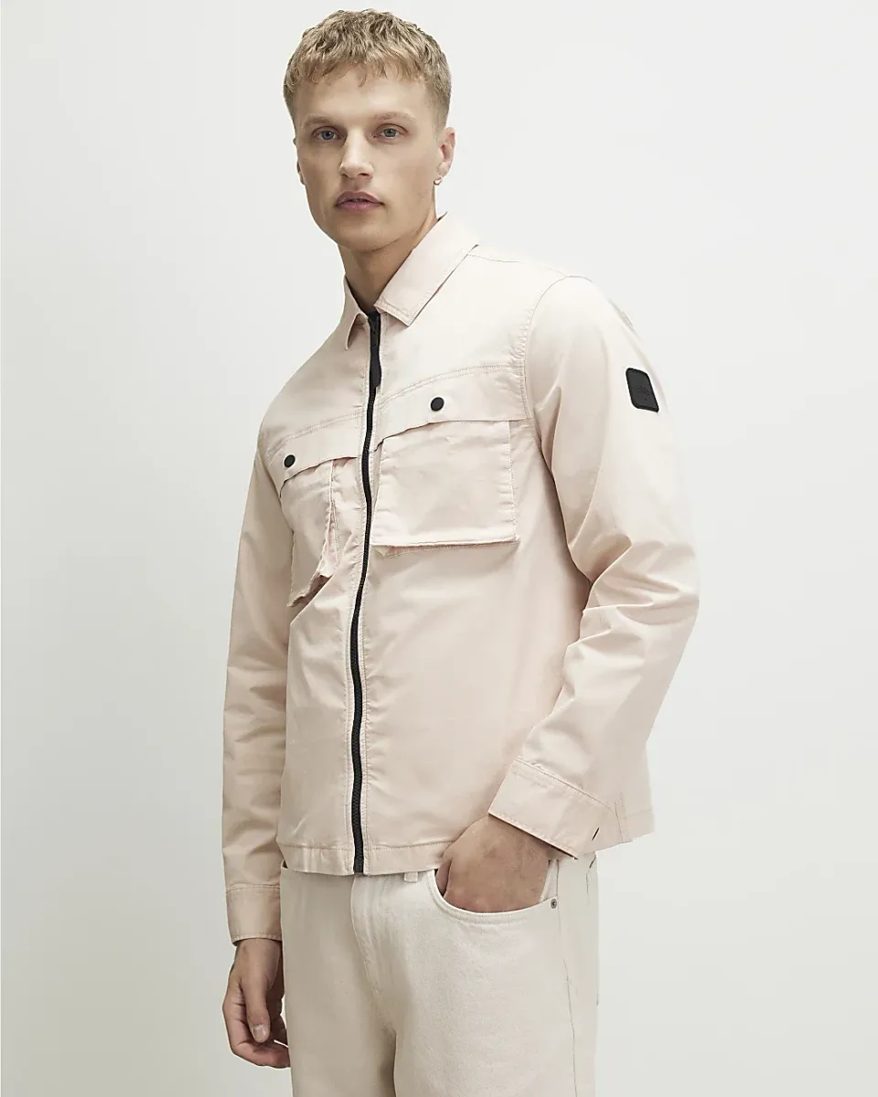 Cotton Blend Regular Fit Zip Jacket