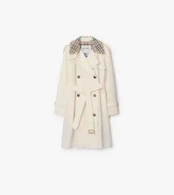 Mid-length Check Collar Castleford Trench Coat in Cotton beige - Women, Cotton