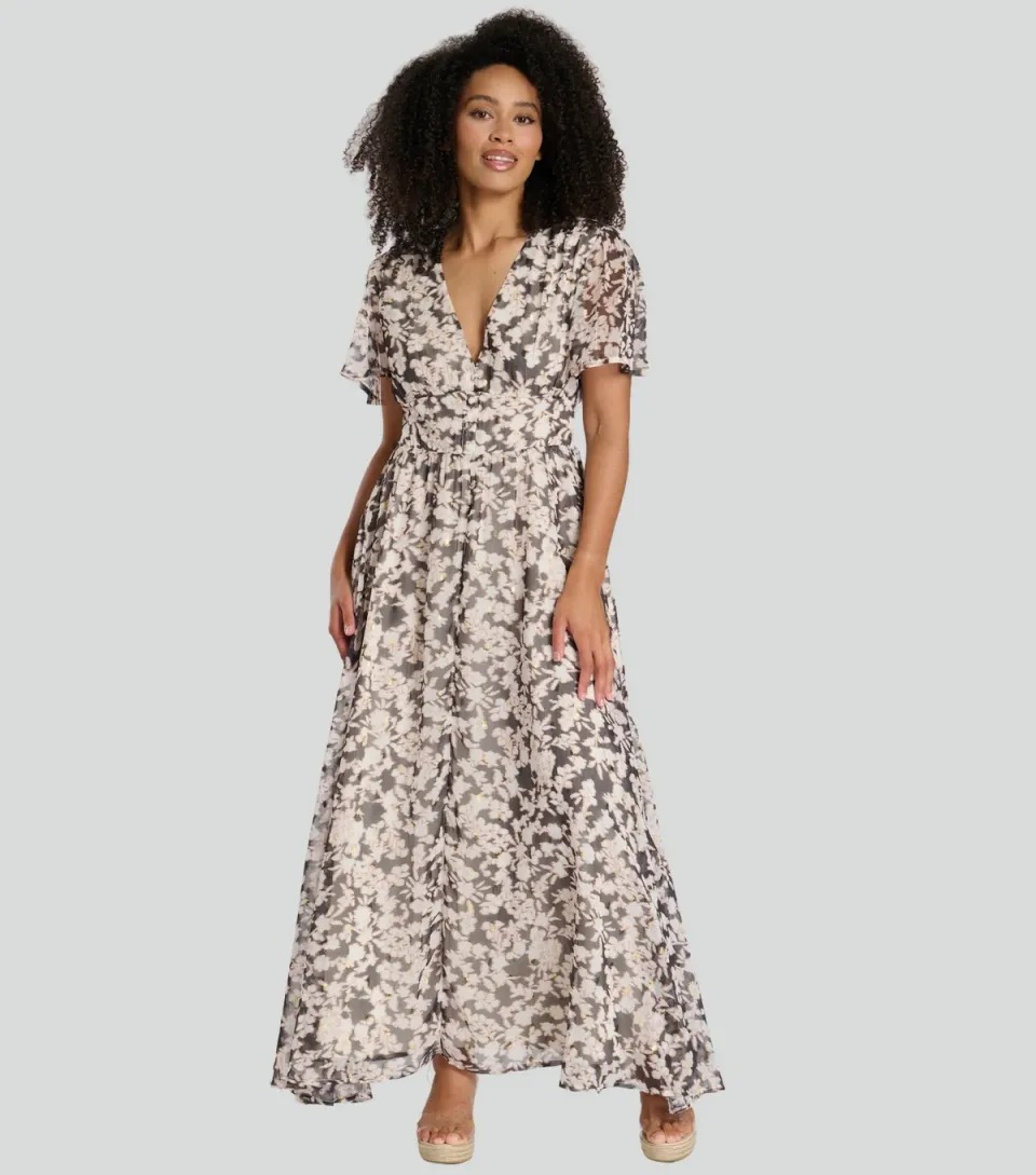 Women's Multicoloured Chiffon Midi Dress