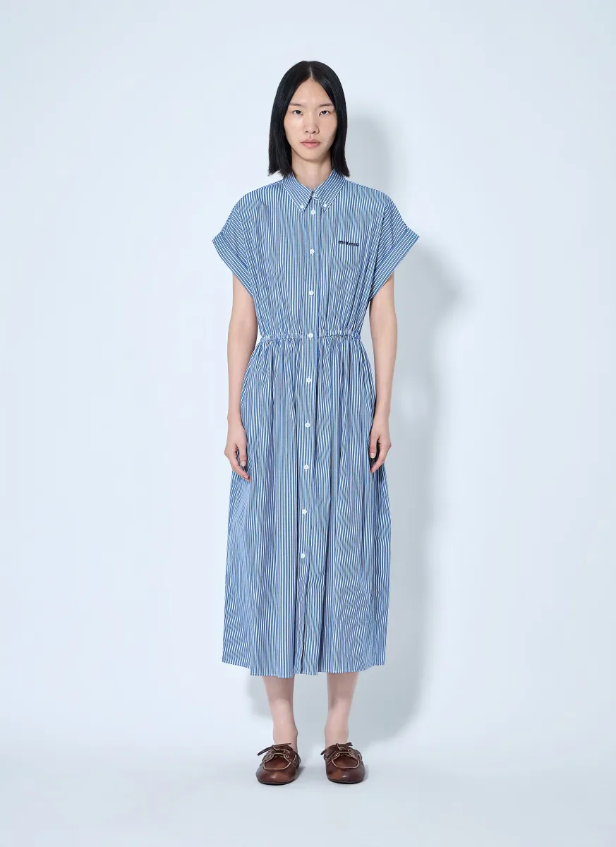 Vertical Stripe Poplin Midi Dress