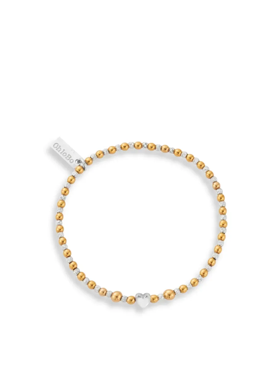 Mixed Metal Inset Heart Beaded Bracelet