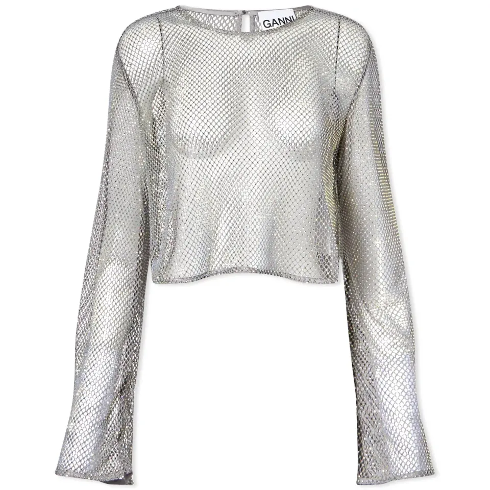 Embellished Mesh Blouse