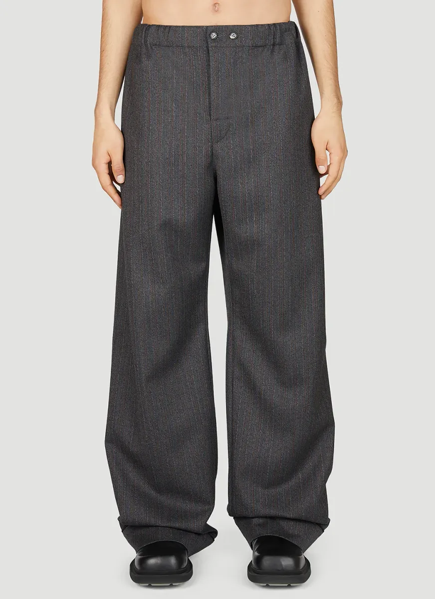 Pinstripe Wool Chevron Pants