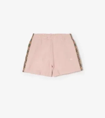 Check Trim Cotton Shorts in Bouquet pink