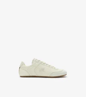 Leather Knight Runner Sneakers​ in Dove beige