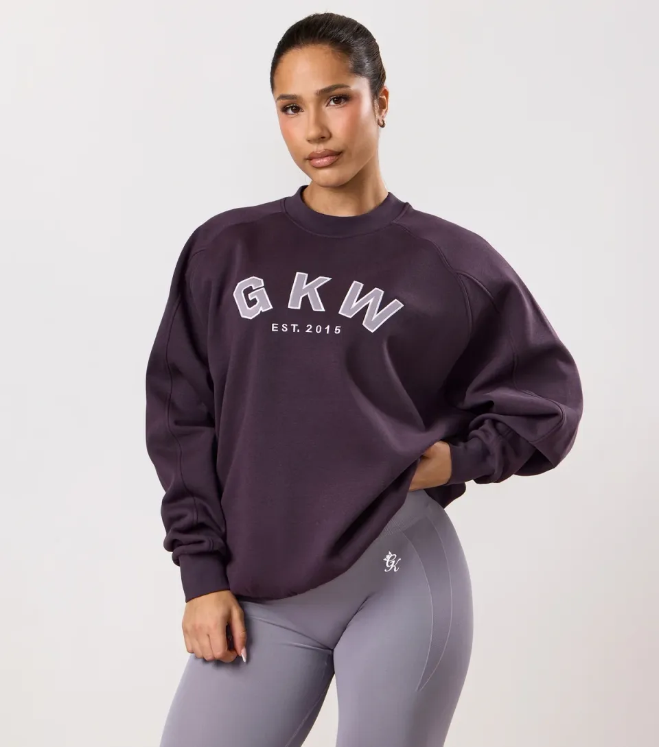Women's Dark Purple Appliqué Logo Oversized Sweatshirt