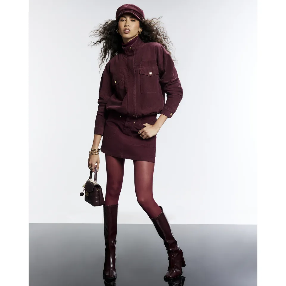 Burgundy Corduroy Mini Skirt