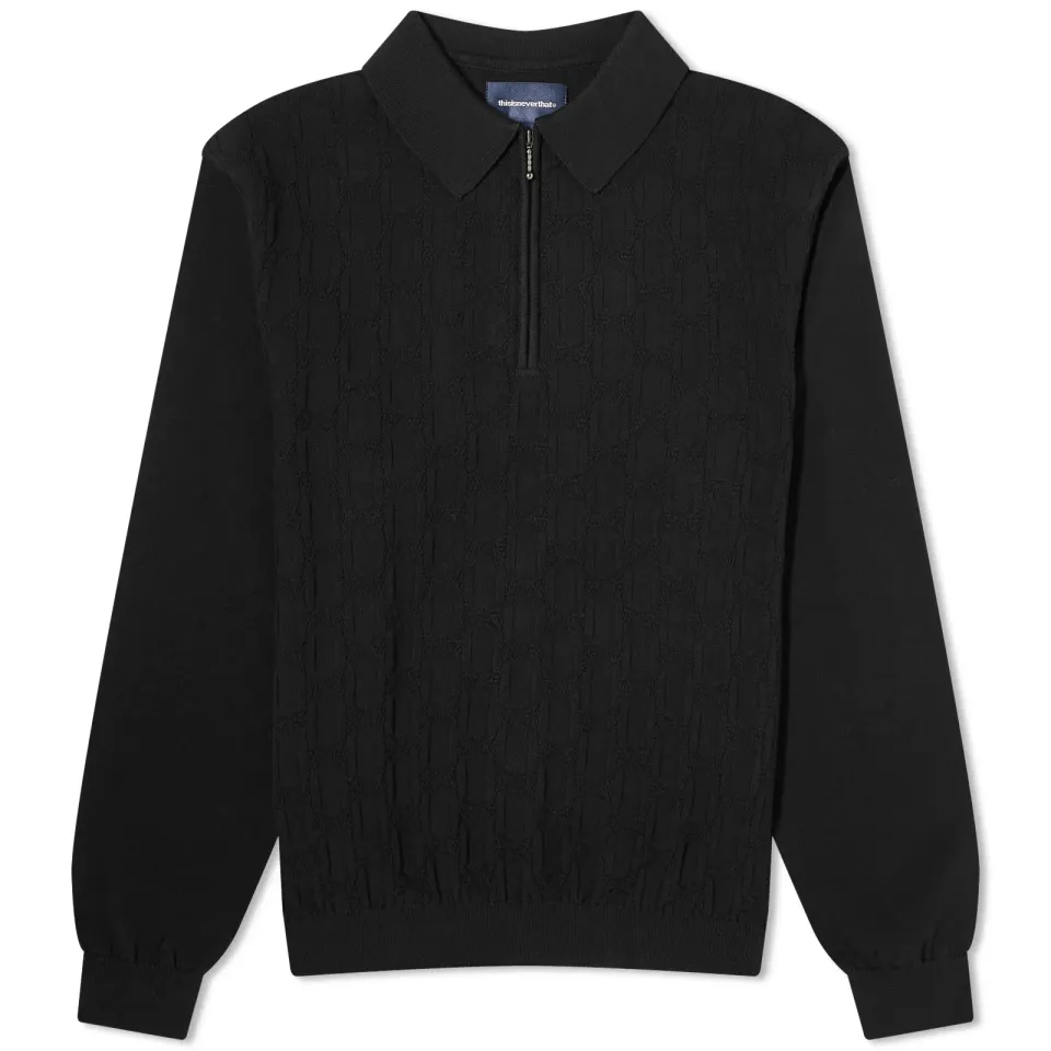 Cable Knit Zip Polo
