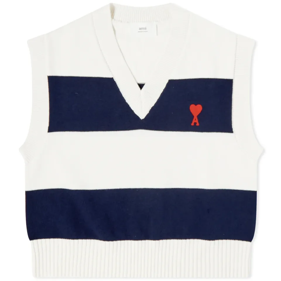 AMI ADC Rugby Stripe Vest Knit
