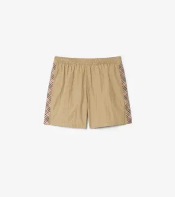 Check Trim Swim Shorts in Flax beige - Men, Nylon