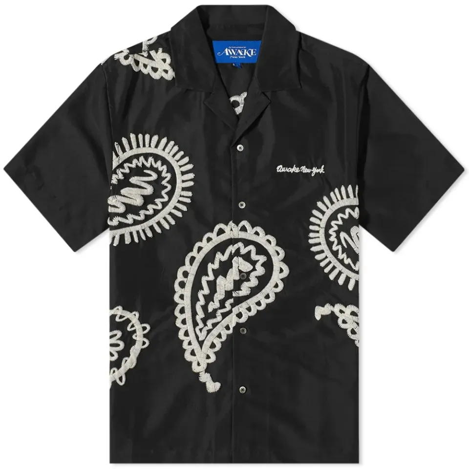 Embroidered Paisley Camp Shirt