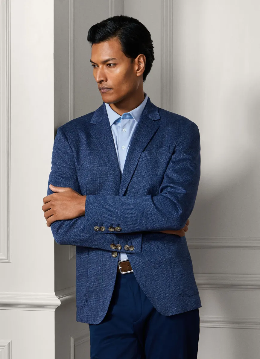 Cotton Knitted Glencheck Blazer