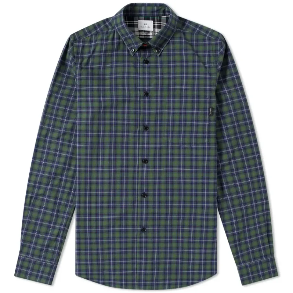Tailored Fit Button Down Check Shirt