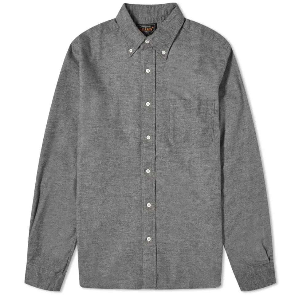 Button Down Solid Flannel Shirt