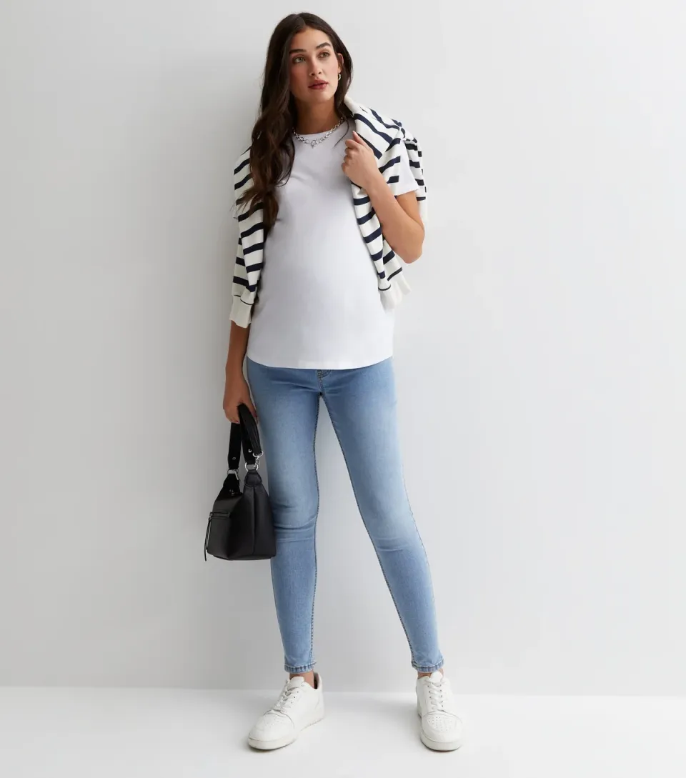 Women's Maternity Pale Blue Over Bump Lift & Shape Emilee Jeggings
