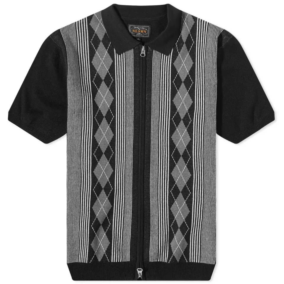 Zip Stripe Polo Knit