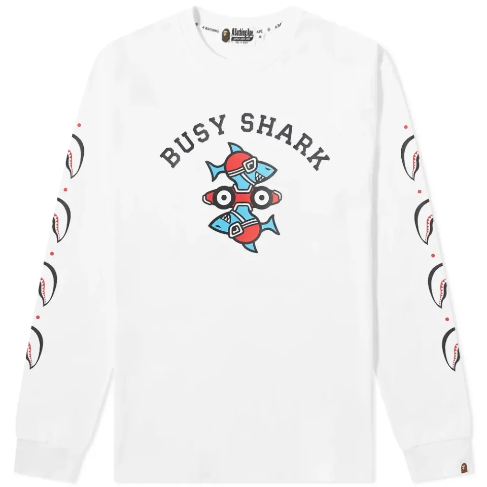 Long Sleeve Busy Shark Relaxed Fit T-Shirt
