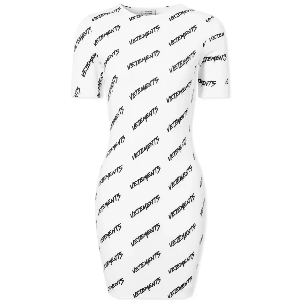 Fitted Mini All Over Logo T-Shirt Dress