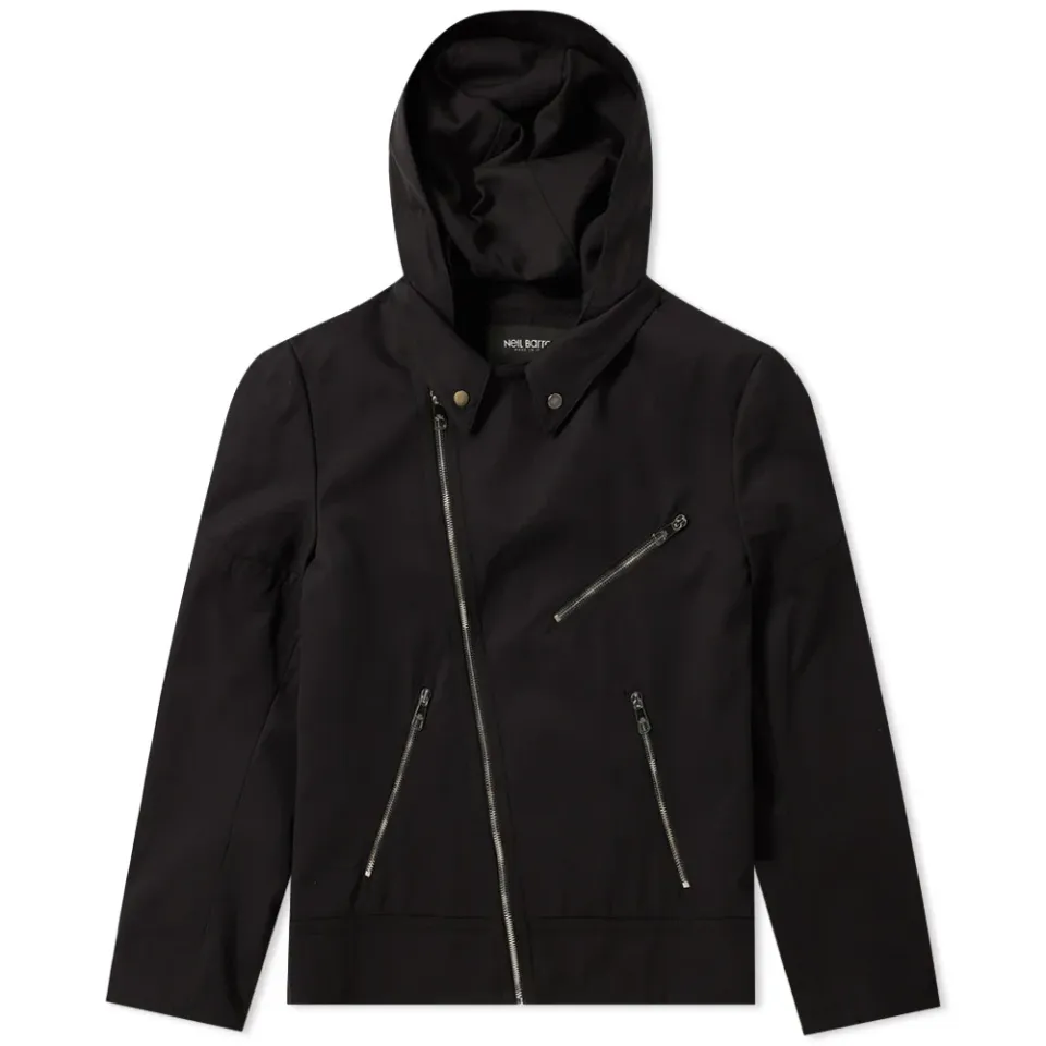 Zip Hooded Biker Jacket