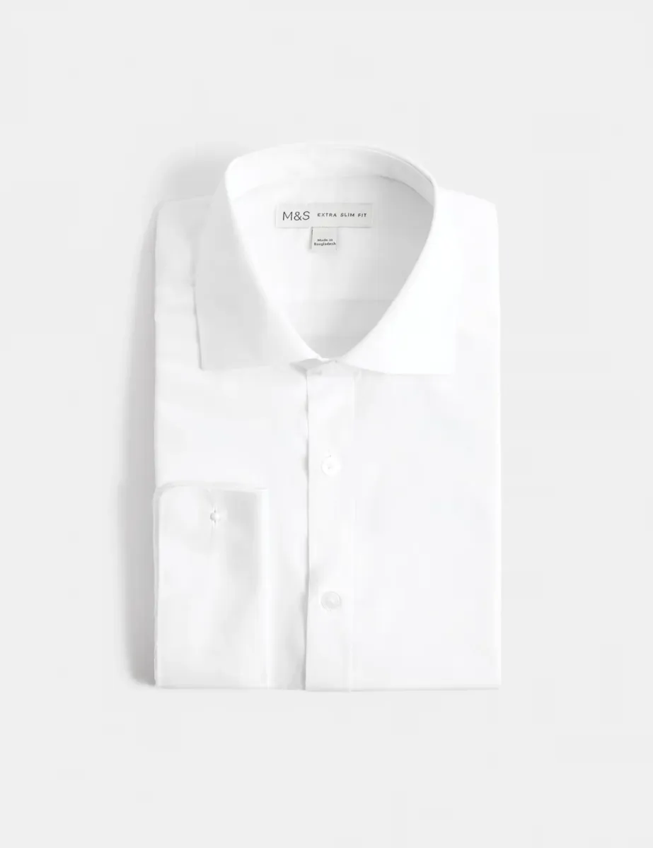 Extra Slim Fit Easy Iron Cotton Blend Shirt White