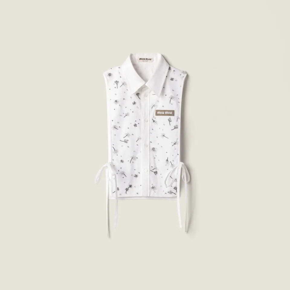 Embroidered poplin and chino tie-shirt