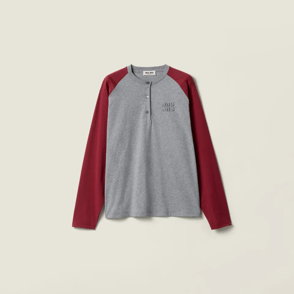 Cotton jersey Henley shirt